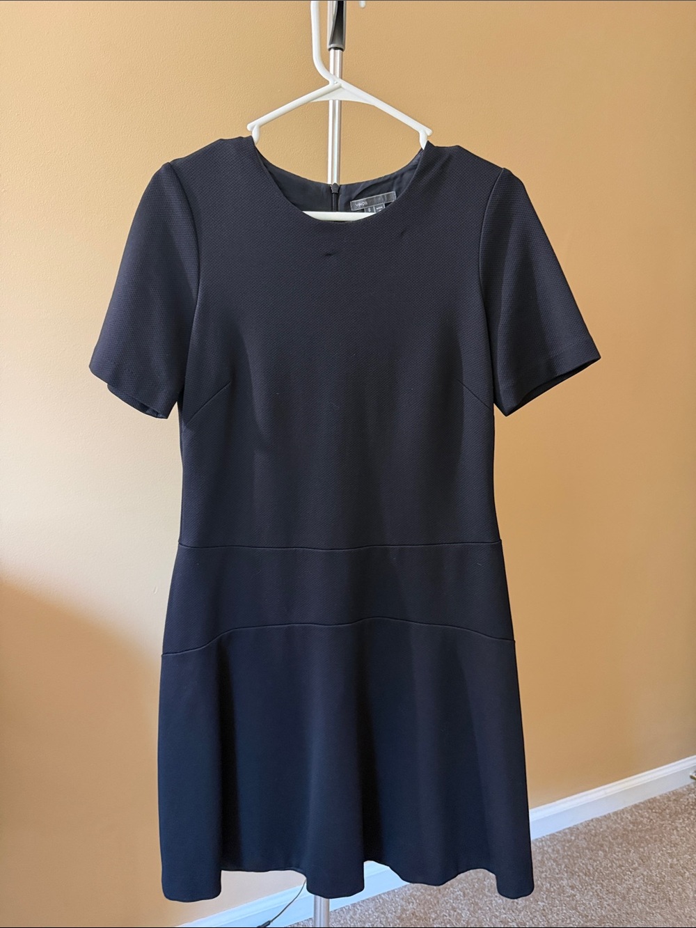 Vince black Short-Sleeve Fit-and-Flare Dress